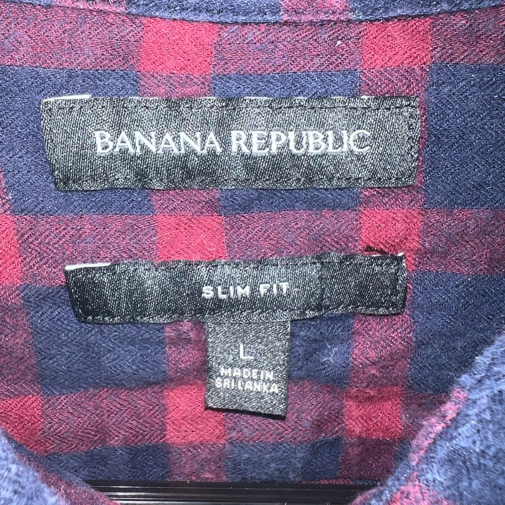 Banana Republic Red and Navy Checkered Shirt